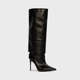 Black Suede Studio Simon Boots 100mm - Black Leather