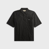 Metalwood Oversized Snap Top Polo - Black