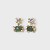 Faris Dotto Bug Drop Earrings - Gold / Jade