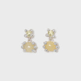 Faris Dotto Bug Drop Earrings - Silver / Pineapple Jasper