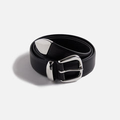Anderson's Tanned Leather Belt With Metal Tip And Keeper - Black
