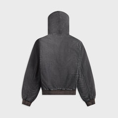 Auralee Product Dyed Organic Cotton Duck Short Zip Parka - Faded Black