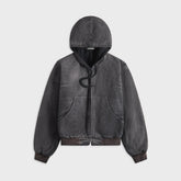 Auralee Product Dyed Organic Cotton Duck Short Zip Parka - Faded Black