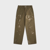 Auralee Washed Baggy Satin Bleached Baker Pants - Khaki Brown