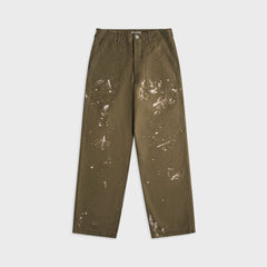 Auralee Washed Baggy Satin Bleached Baker Pants - Khaki Brown