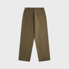 Auralee Washed Baggy Satin Bleached Baker Pants - Khaki Brown