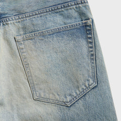 Auralee Selvedge Faded Heavy Denim Wide Pants - Faded Indigo
