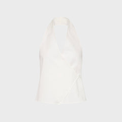 St. Agni Oxford Wrap Top - White