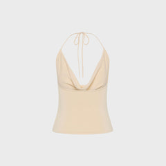 St. Agni Cowl Halter Knit Top - Shell