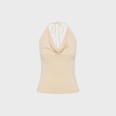 St. Agni Cowl Halter Knit Top - Shell