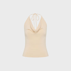 St. Agni Cowl Halter Knit Top - Shell
