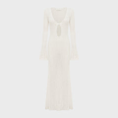 Asta Resort Fernanda Long Sleeve Crochet Dress - Salt Sequin
