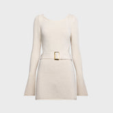 Asta Resort Maya Long Sleeve Mini Belted Dress - Salt Sequin