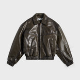 Acne Studios Leather Bomber Jacket - Vintage Green