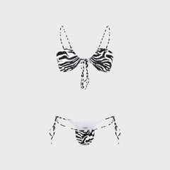 The Attico Zebra Stripe Bikini Set - Black / White