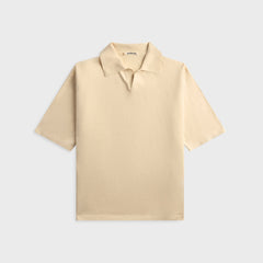 Auralee High Gauge Tussah Silk Knit Skipper Polo - Ivory