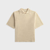 Auralee Tussah Silk Cotton Mesh Knit Skipper Polo - Ivory