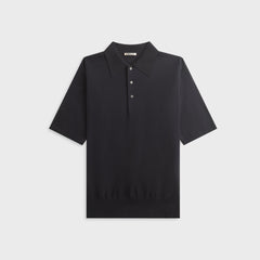 Auralee Giza High Gauge Knit Polo - Dark Navy