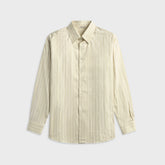 Auralee Cotton Silk Stripe Double Cuff Shirt - White