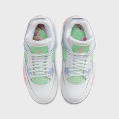 Jordan GS Air Jordan 4 Retro - White / Half Blue / Vapor Green / Medium Soft Pink