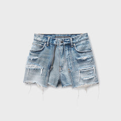 Alexander Wang Distressed Double Layer Short - Light Indigo