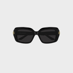 Balenciaga Full Rim Square Sunglasses - Black / Grey
