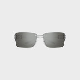 Balenciaga Rectangular Metal Sunglasses - Ruthenium / Silver