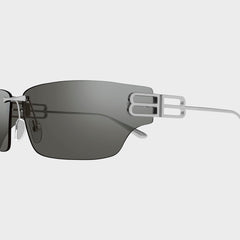 Balenciaga Rectangular Metal Sunglasses - Ruthenium / Silver