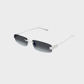 Balenciaga BB0488S Rectangle Sunglasses - Silver / Smoke