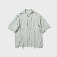 ATON Cotton Silk Viera Loose Fit Half Sleeve Shirt - Green