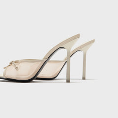 Black Suede Studio Luna 100 Slipper Mule - Swan Mesh