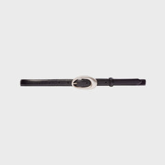 Black Suede Studio Oval Belt - Black Leather / Silver Buckle