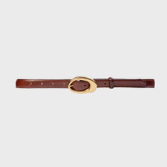 Black Suede Studio Oval Belt - Brown Leather / Gold Buckle