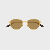 Bottega Veneta Unisex Metal Sunglasses - Gold / Brown