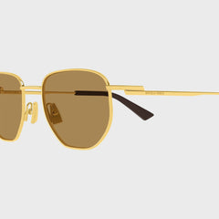 Bottega Veneta Unisex Metal Sunglasses - Gold / Brown