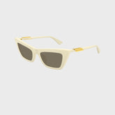 Bottega Veneta Snap Cat-Eye Sunglasses - Beige / Brown