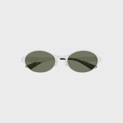 Bottega Veneta Dash Oval Sunglasses - Silver / Green