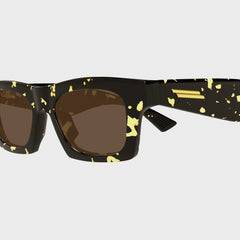 Bottega Veneta Recycled Acetate Rectangle Sunglasses - Havana / Brown