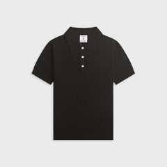 Casablanca Pointelle Monogram Short Sleeve Polo Shirt - Black