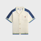 Casablanca Short Sleeve Crochet Shirt - White / Blue / Yellow