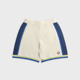 Casablanca Side-Stripe Crochet Short - White / Blue