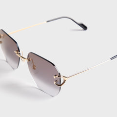 Cartier Rectangle 58 Sunglass Unisex Metal - Shiny Gold