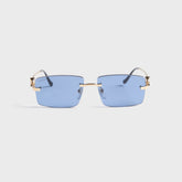 Cartier Rectangle L Sunglass Unisex Metal - Gold / Blue