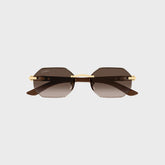 Cartier CT0439S Man Wood Sunglasses - Gold / Yellow / Brown