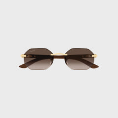 Cartier CT0439S Man Wood Sunglasses - Gold / Yellow / Brown