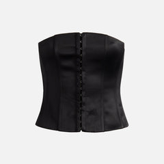 GUIZIO Satin Corset - Black