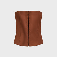 GUIZIO Satin Corset - Brown