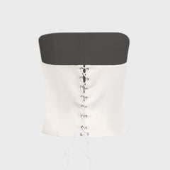 GUIZIO Satin Corset - White