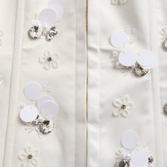GUIZIO Embellished Satin Corset - White