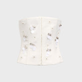 GUIZIO Embellished Satin Corset - White